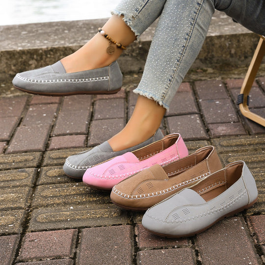 Damen Mokkasins mit luftiger Perforation und modischem Steppdesign EB