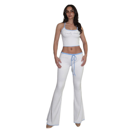 Damen Sportliches Zweiteiler-Set mit bra und weit geschnittener Hose EB