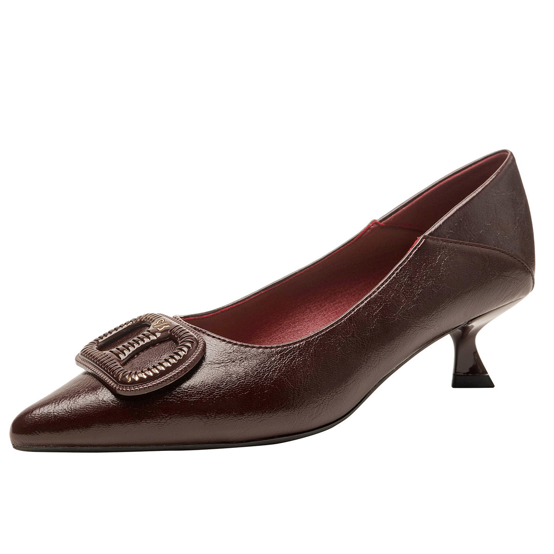 Damen elegante Blockabsatz-Pumps mit modischer Schnallenapplikation EB