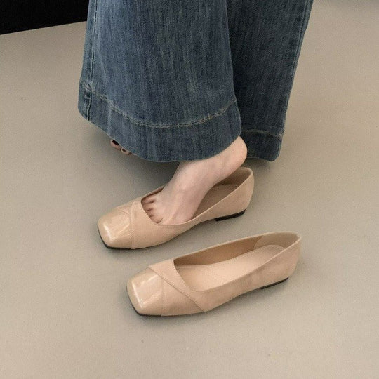 Damen Komfortable Ballerinas aus hochwertigem Wildleder mit eleganter Lackspitze EB