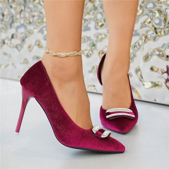 Damen elegante High Heel Pumps mit funkelnden Strassdetails EB