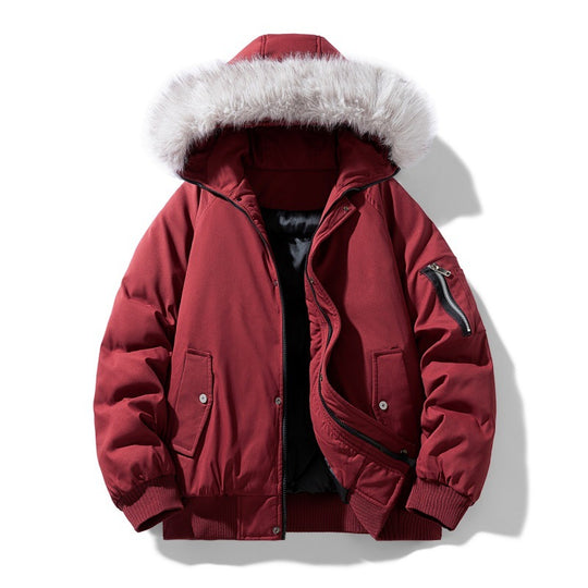 Herren gesteppte Winterparka mit abnehmbarer Kunstfellkapuze und winddichter Wattierung EB