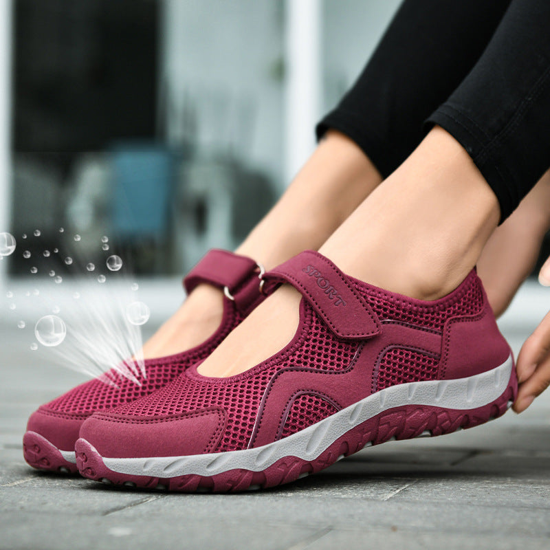Damen Atmungsaktive Sport-Sneaker mit verstellbarem Klettverschluss EB