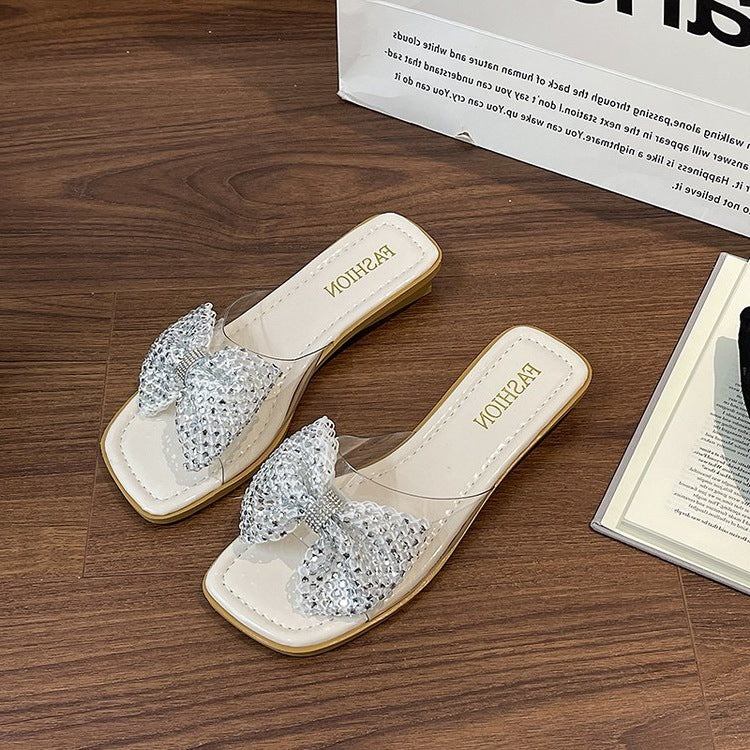 Damen Riemchen-Sandalen mit glamourösen Schleifen und Strass-Applikationen EB