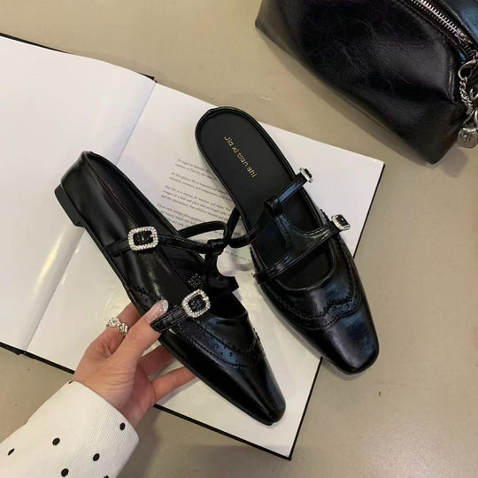 Damen Slingback-Pantoletten mit elegantem Riemendesign und funkelndem Glanz EB