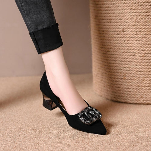 Damen Elegante Pumps mit funkelnder Schmuckapplikation EB