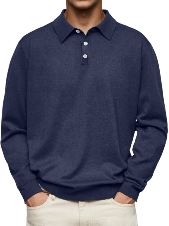 Herren Langarm-Polohemd aus weichem Baumwollmix EB