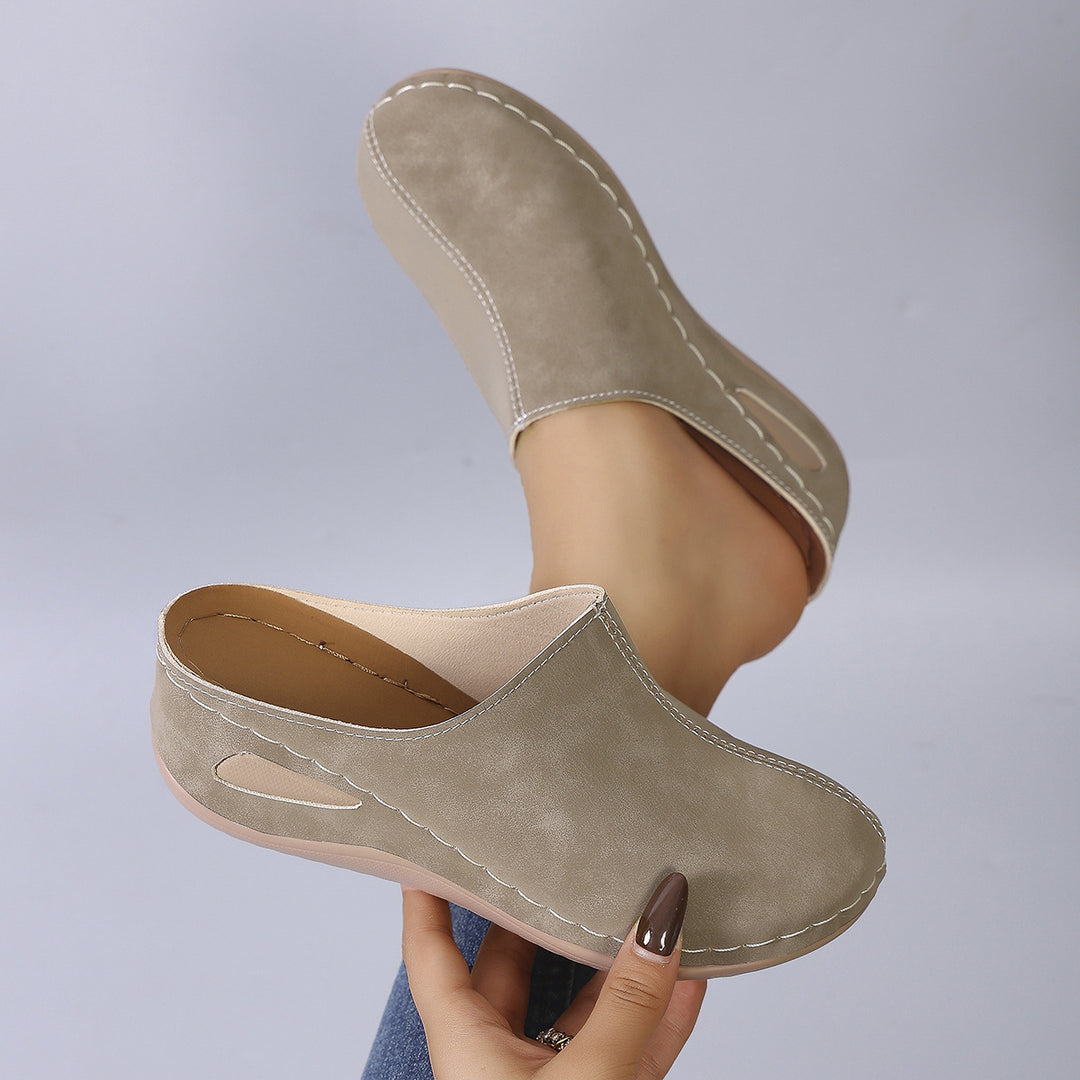 Damen Bequeme Clogs aus hochwertigem Leder mit ergonomischem Fußbett EB