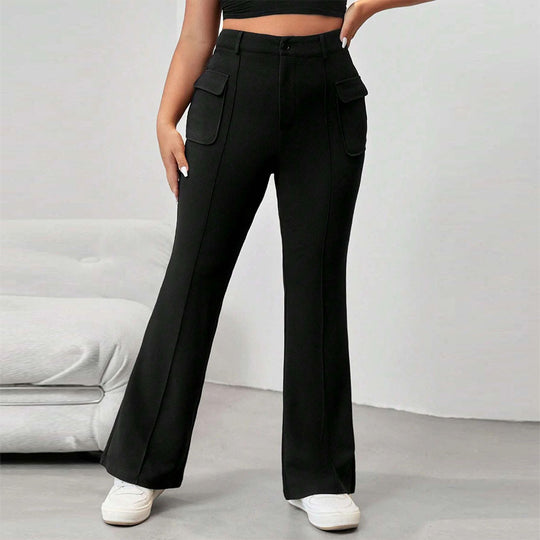 Damen Flared Hose mit praktischen Seitentaschen und elastischem Bund EB