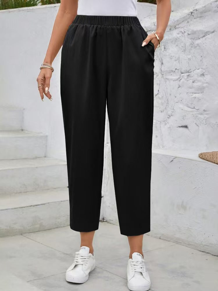 Damen Comfortable Freizeithose mit elastischem Bund und Taschen EB