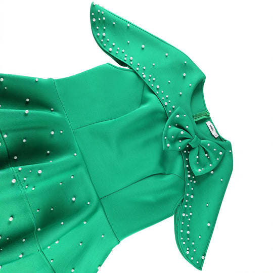 Damen Elegantes Cocktailkleid mit Taillenband und schicker Schößchen-Überwurf EB