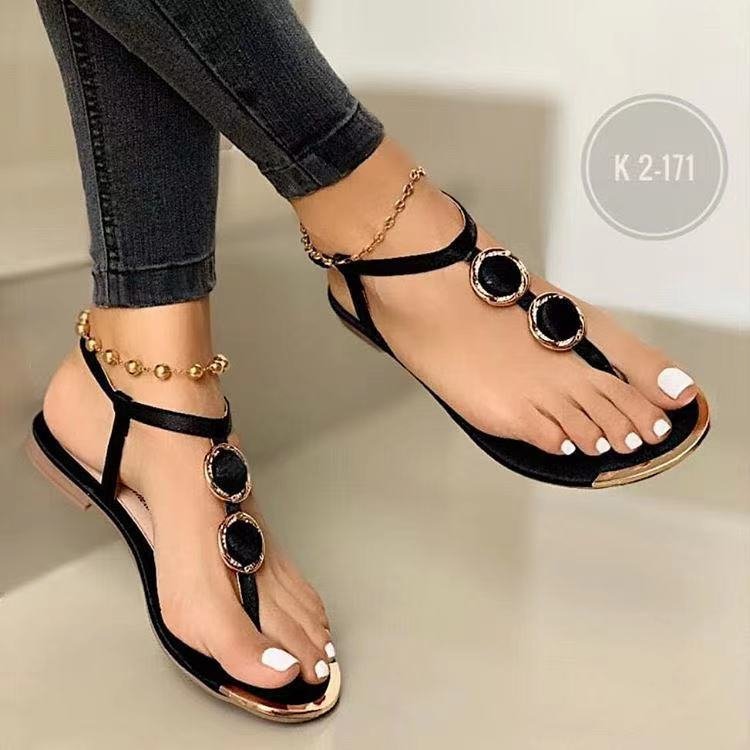 Damen modische Fußsandalen mit funkelnden Steinen und schmalem Riemendesign EB