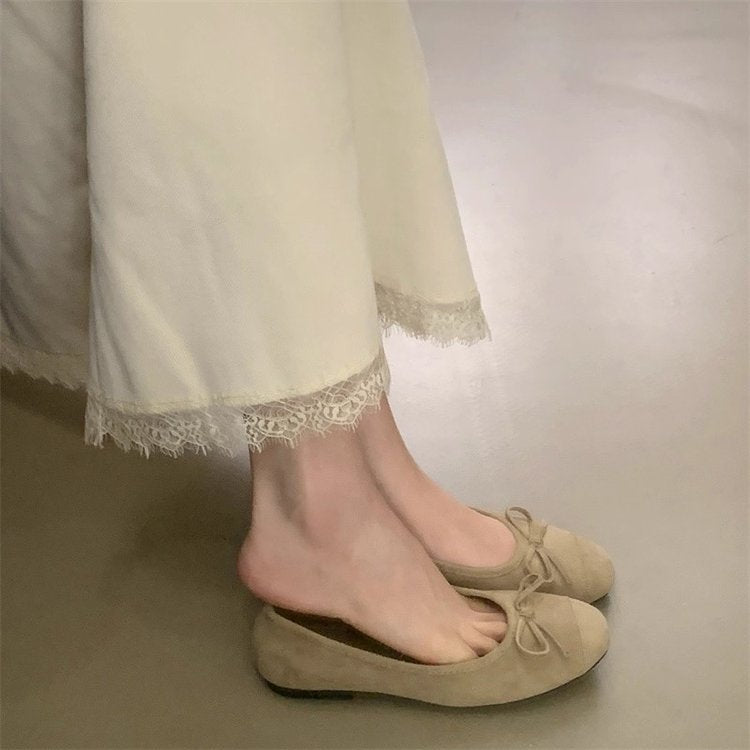 Damen Ballerina-Schuhe mit modischer Schleifenverzierung und komfortablem Fußbett EB