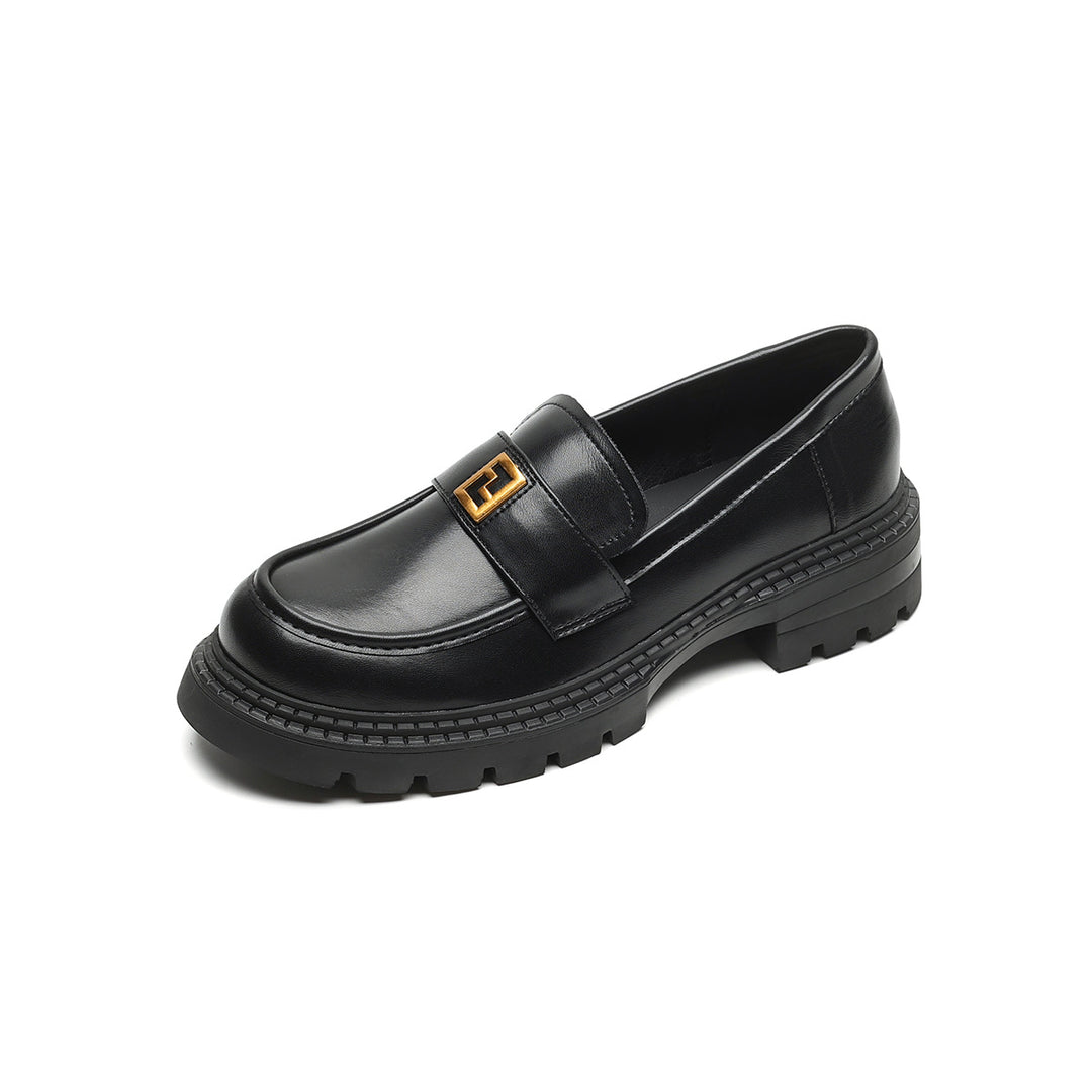 Damen elegante Mokassin-Slipper mit modischem Riemen und stabiler Gummisohle EB