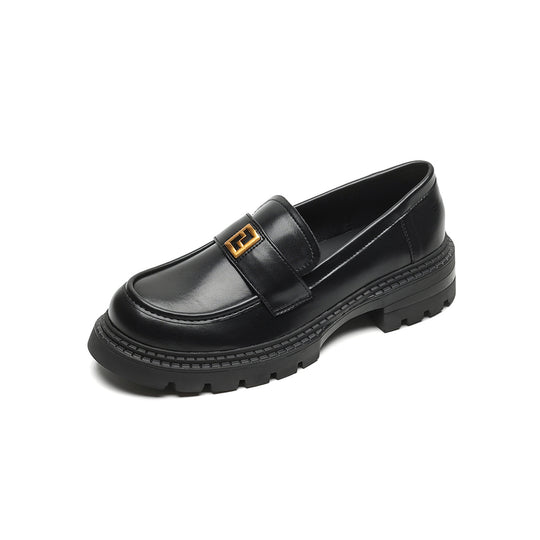 Damen elegante Mokassin-Slipper mit modischem Riemen und stabiler Gummisohle EB