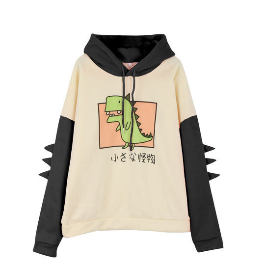 Damen nan Kapuzenpullover mit dreidimensionalen Rückendetails und niedlichem Dinosaurierprint EB