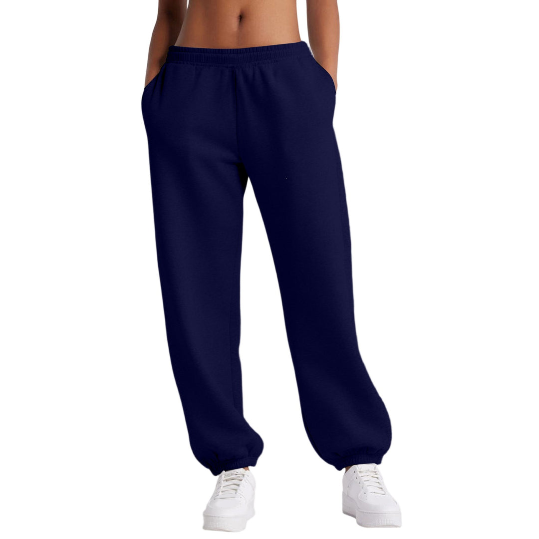 Damen nan schmale High‑Waist Sweat-Jogginghose mit hohem Komfortbund, verstellbarem Kordelzug und elastischen Knöchelbündchen EB