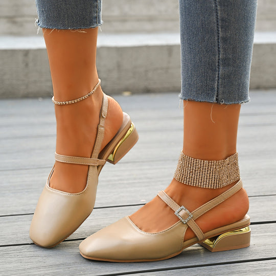 Damen Slingback-Ballerinas mit eleganter Schnallenverzierung und Komfortabsatz EB