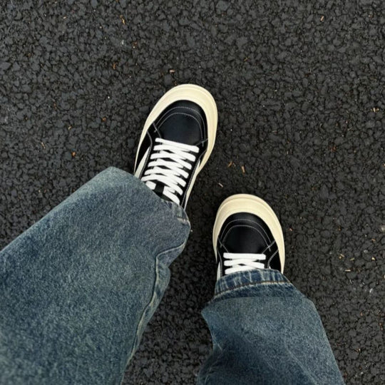 Damen modische Sneakers mit hochwertiger Leder-Oberfläche und dämpfender Sohle EB