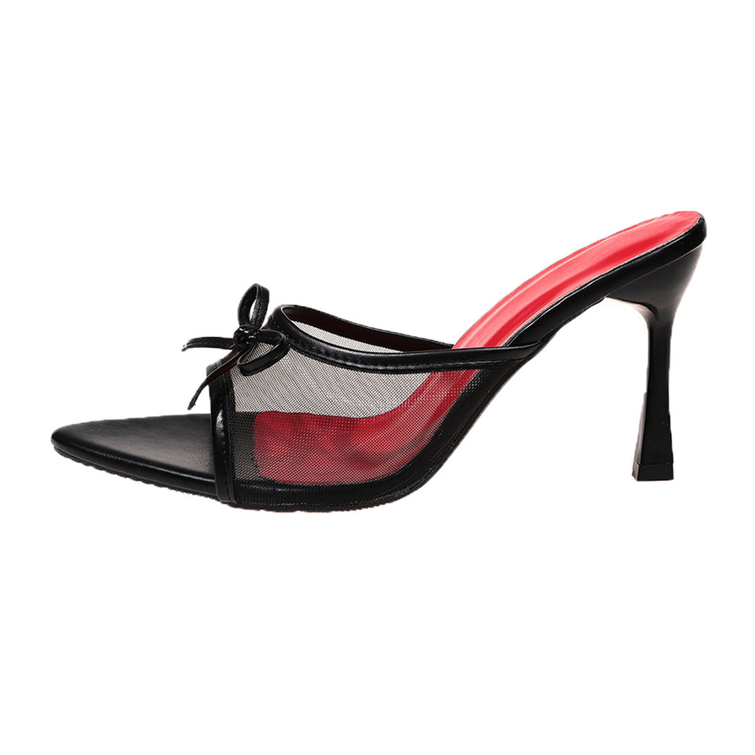 Damen schicke High Heel Pantoletten mit raffinierten Netzdetails EB
