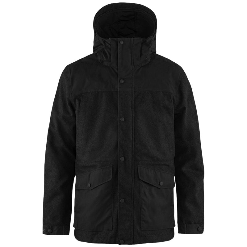 Herren funktionale Winterjacke mit abnehmbarem Kapuzenkragen und großen Taschen EB