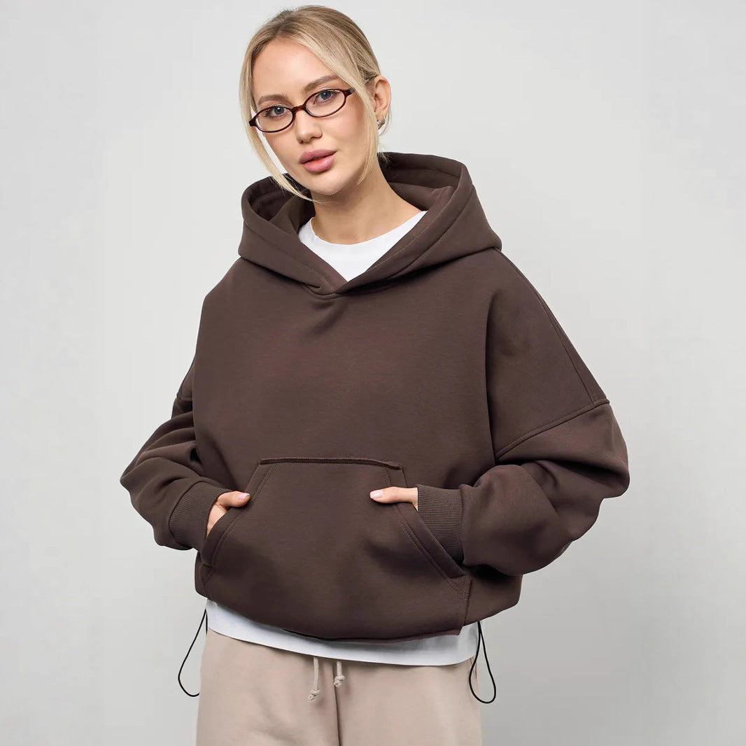 Damen lässiger Oversize-Hoodie mit Kängurutasche und weichem Innenfutter EB
