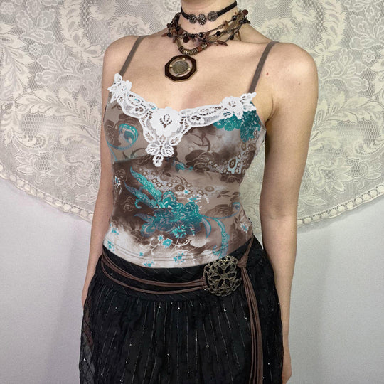 Damen Spitzentop mit floralem Muster und zartem Dekolleté EB