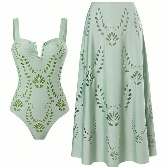 Damen Set aus Badeanzug und Rock EB