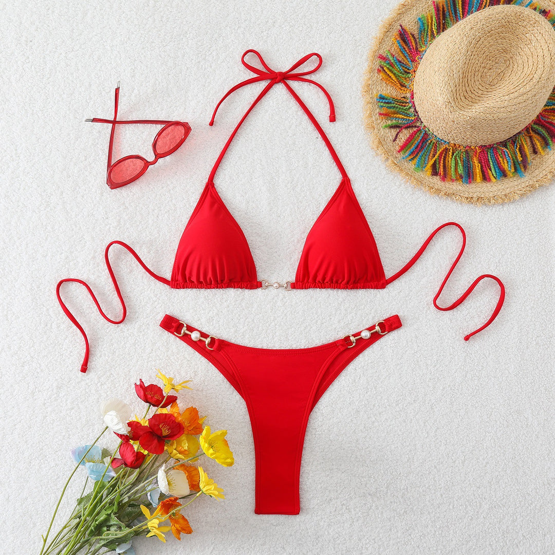 Damen Bikini-Set mit verstellbaren Trägern und modischen Ringdetails EB