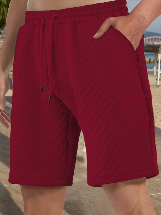 Herren nan strukturierte Strand-Bermuda aus Waffeljersey mit elastischem Kordelbund und schrägen Eingrifftaschen EB