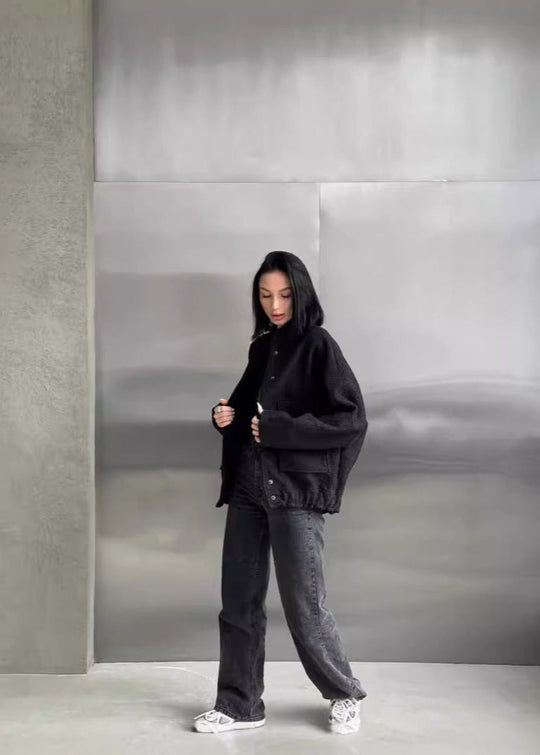 EB | Oversized Fleece Druckknopfjacke