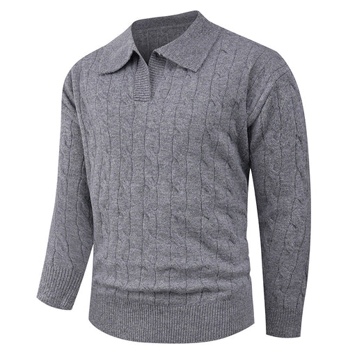 Herren nan Kabelstrick-Polo mit Polokragen und gerippten Bündchen aus feinem Wollmix EB