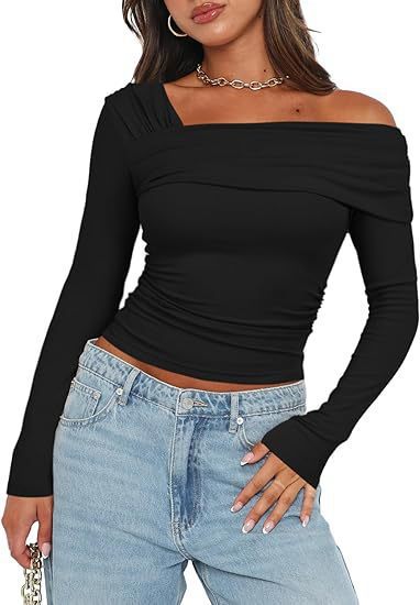 Damen Wickelshirt mit asymmetrischem Ausschnitt und raffiniertem Stretch EB