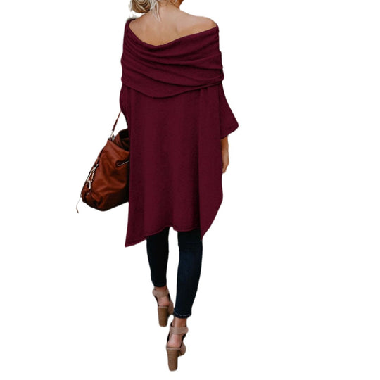 Damen lässiger Poncho mit asymmetrischem Saum EB
