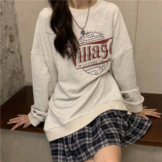 Damen lässiger Oversized Pullover mit kreativem Druck und bequemen, atmungsaktiven Materialien EB