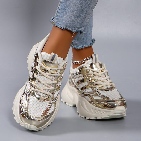 Damen Sportliche Chunky Sneakers mit atmungsaktiver Mesh-Oberfläche EB