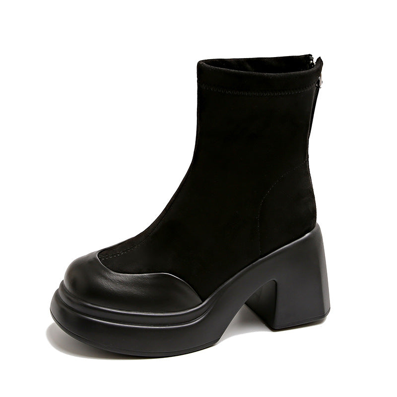 Damen Hohe Plateau-Stiefeletten aus velourslederlook EB