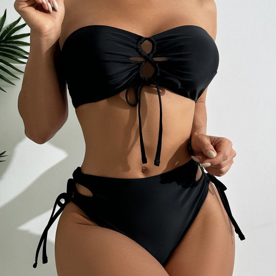 Damen Bandeau-Bikini mit verstellbaren Bindebändern EB