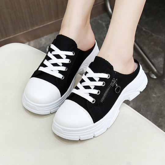 Damen Slipper Sneakers mit praktischem Reißverschluss und sportlicher Sohle EB