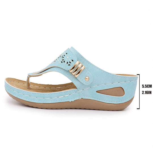 Damen Komfortable Zehentrenner-Sandalen mit modischem Verzierungsdetail EB