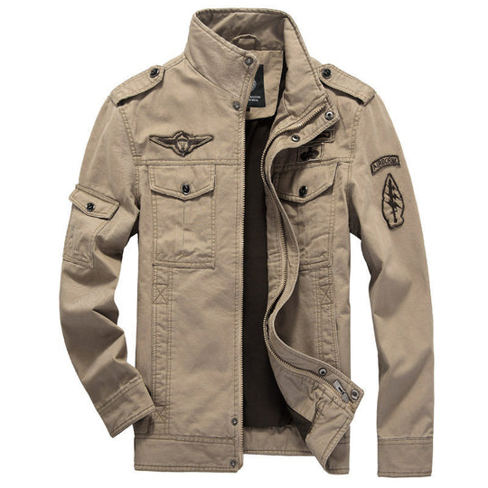 Herren Canvas Fieldjacke im Military-Style mit Schulterklappen und Mehrfachtaschen EB