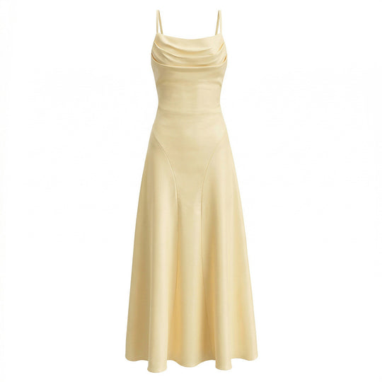 Damen Maxikleid mit eleganter Drapierung und feinem Satin-Finish R&B