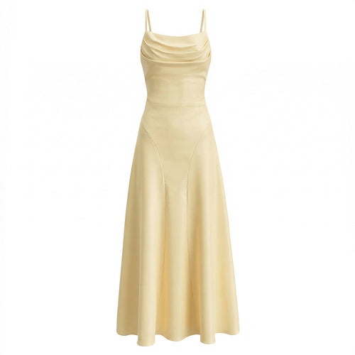 Damen Maxikleid mit eleganter Drapierung und feinem Satin-Finish R&B