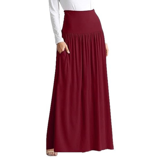 Damen Maxi-Rock mit elastischem Bund und Taschen EB