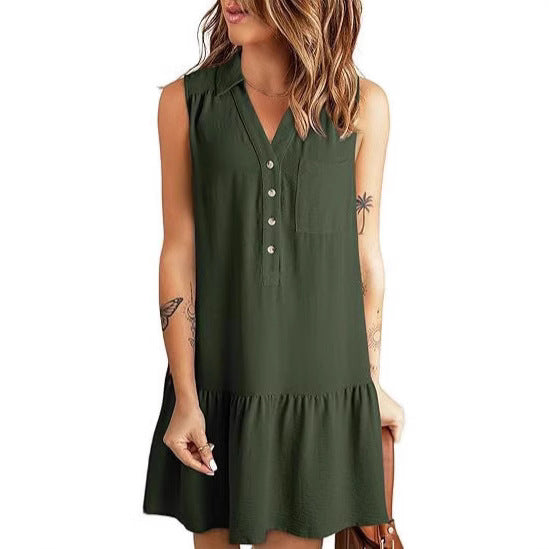 Damen Blusenkleid mit Rüschen und Taschen EB