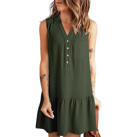 Damen Blusenkleid mit Rüschen und Taschen EB