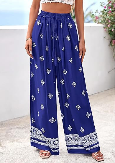 Damen weite Sommerhose mit Boho-Muster EB