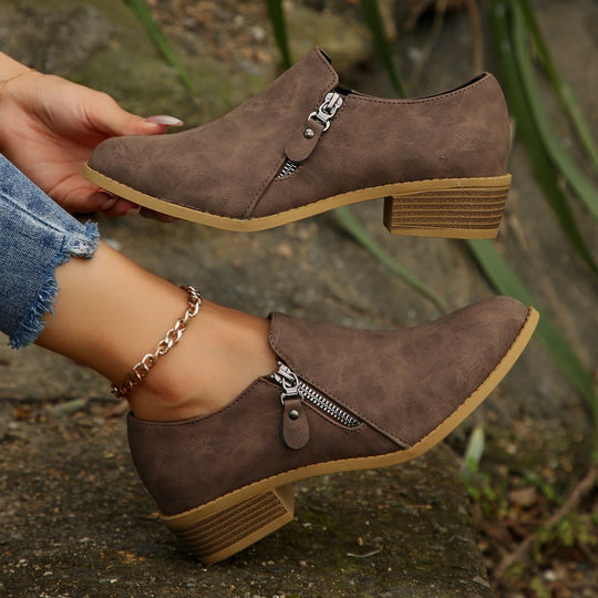 Damen modische Stiefeletten mit elegantem Reißverschlussdesign EB
