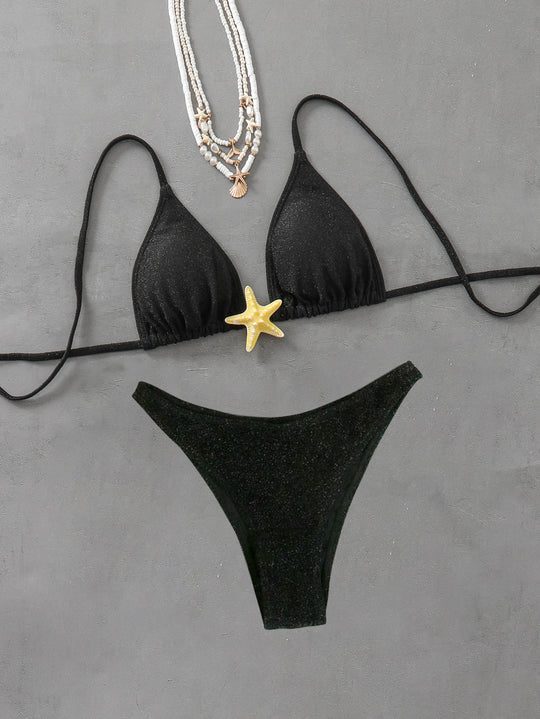 Damen Triangel-Bikini mit modischem Glitzer-Effekt EB