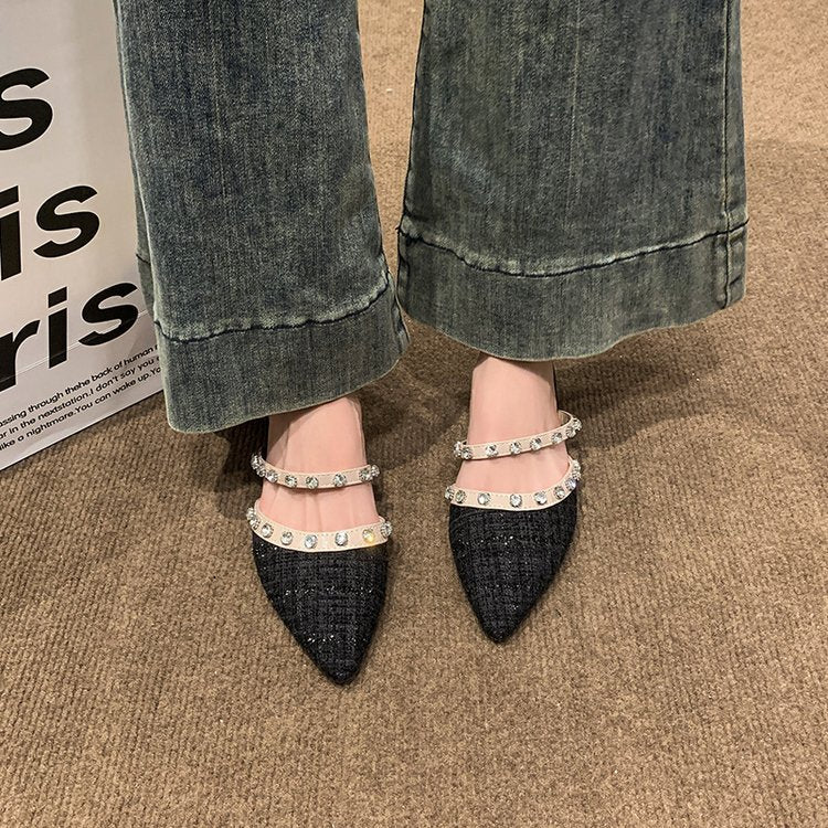 Damen elegante Mules mit funkelnden Strassdetails EB